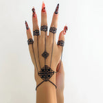 Gothic Bracelets Punk Chain Finger Bracelet Adjustable Vintage Link Hand Harness Ring for Parties, Festivals, and Daily Wear - DancerInn Women Dance Accessories Black-2 - 32290665431223 - 32290665431223