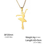 Gymnastic Jewelry & Ballet Jewelry for Ballerina Dancer Gymnast Gold Necklace Rhythmic Stainless Steel  Sport Jewelry - DancerInn ballerina-C-G - 32274742804663 - 32274742804663