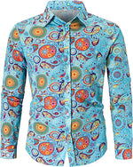 Mens Paisley Shirts - Long Sleeve Vintage Floral Hawaiian Shirts for  Men, Retro 70s Disco Button-Up Casual Hippie Ethnic Style - DancerInn YCZHJ202419292-5XL - 32342829039799 - 32342829039799