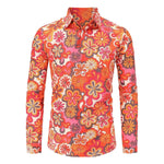 Mens Paisley Dress Shirt – 70s Hippie Shirt with Disco Floral Printed Long Sleeve Vintage Ethnic Pattern for Casual Party - DancerInn YCZHK2024091L1-5XL 22.95 - 32329792323767 - 32329792323767