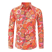 Mens Paisley Dress Shirt – 70s Hippie Shirt with Disco Floral Printed Long Sleeve Vintage Ethnic Pattern for Casual Party - DancerInn YCZHK2024091L1-5XL 22.95