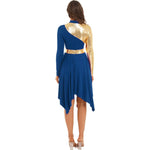 Modern Lyrical Dance Costume: Long Sleeve Worship Dress with Asymmetrical Design for Women - DancerInn - 25447677853879 - 25447677853879
