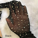 Rhinestone Fishnet Tights - Glitter See Through Mesh Pantyhose Dance for Salsa Tango Rumba - DancerInn 12.20 Black / One size - 35085562937527 - 35085562937527
