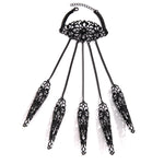 Claw Bracelet with Finger Chain - Vintage Lace Hand Harness Bracelet Black, Silver & Gold Gothic Jewelry - DancerInn  - 32298846814391 - 32298846814391