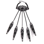 Claw Bracelet with Finger Chain - Vintage Lace Hand Harness Bracelet Black, Silver & Gold Gothic Jewelry - DancerInn