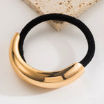Gold Metal Ponytail Holder & Hair Tie - 4pcs Half-Bend Hair Elastic Rubber Band with Minimal Design DancerInn - 32235454365879 - 32235454365879