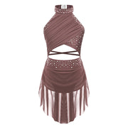 Ballet Dress Girl - Sleeveless Rhinestones Ballet Leotards for Girls Gymnastics, Ice Skating,  Lyrical, Latin & Contemporary Dance - DancerInn Kids Ballet Dresses