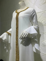 Loose Muslim Arabic Islamic Kaftan Dresses with Golden Ribbon Embroidery for Women - DancerInn - 26728257847479 - 26728257847479