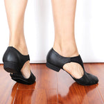 Leather Dance Shoes - Ballet Sneakers Womens with Pigskin Upper 3D Pleated Ultra-Light EVA Sole for Jazz Girls DancerInn - 32210237915319 - 32210237915319