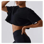 Short Sleeve Cotton Fitness Dance Crop Top Casual Yoga & Running T-Shirt for Women - DancerInn - 26926880587959 - 26926880587959