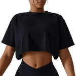 Short Sleeve Cotton Fitness Dance Crop Top Casual Yoga & Running T-Shirt for Women - DancerInn - 26926879473847 - 26926879473847