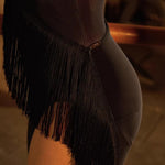 Latin Competition Dresses - High Slit Fringe Single Sleeve Dresses for the Dance with Underwear Salsa Samba Tango - DancerInn Latin Dance Dresses - 34543770337463 - 34543770337463