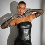 Rhinestone Gloves with Laces - Flash Party Performance Mesh Gloves in White, Red, Black, Pink, Fishnet & Goth Style - DancerInn  - 32314833502391 - 32314833502391