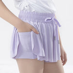 High Waist Dance Shorts for Girls – Flowy 2 in 1 Breathable Tennis & Athletic Shorts for Gym, Workout & Running - DancerInn light purple / 7(M) - 32901567348919 - 32901567348919
