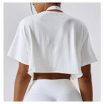 Short Sleeve Cotton Fitness Dance Crop Top Casual Yoga & Running T-Shirt for Women - DancerInn - 26926873936055 - 26926873936055
