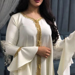 Loose Muslim Arabic Islamic Kaftan Dresses with Golden Ribbon Embroidery for Women - DancerInn - 26728252965047 - 26728252965047