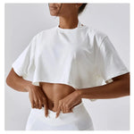 Short Sleeve Cotton Fitness Dance Crop Top Casual Yoga & Running T-Shirt for Women - DancerInn - 26926874362039 - 26926874362039