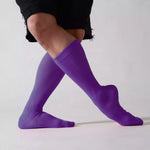 Dancer Socks for Mens Pilates Socks Non-Slip Cotton Elastic Mid-Calf Dancing Socks for Yoga, Fitness, Ballet, Modern Dance - DancerInn Purple-B-One-Size - 32731967914167 - 32731967914167