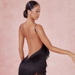 Fringe Dress Dance Costume - Sleeveless Backless Latin Dresses with Fringe for Salsa Samba Tango Rumba - DancerInn - 34357723529399 - 34357723529399
