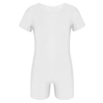 Boys Gymnastics Leotard - Short Sleeve Solid Color High Stretch Ballet Leotards for Girl and Boy - DancerInn White / 2XL - 33374855954615 - 33374855954615