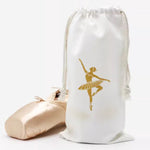 Pointe Shoe Bag - Breathable Mesh Canvas Drawstring Ballet Shoe Bag, Dance Bag for Shoes - DancerInn White / Canvas Kids Dance Accessories - 34917102944439 - 34917102944439
