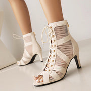 High Heel Dance Shoes - Dance Heels Boots with Open Toe Lace-Up Latin Dance Sandals for Salsa & Jazz DancerInn