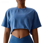 Short Sleeve Cotton Fitness Dance Crop Top Casual Yoga & Running T-Shirt for Women - DancerInn - 26926873215159 - 26926873215159