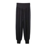 Girls Wide Leg Pants - Black Kids Harem Pants with High Elastic Waist Soft Comfortable Breathable Cotton for Dance Yoga & Sports - DancerInn - 33077471576247 - 33077471576247