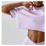 Short Sleeve Cotton Fitness Dance Crop Top Casual Yoga & Running T-Shirt for Women - DancerInn - 26926876983479 - 26926876983479