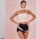 Black Dance Costume Leotard - Off Shoulder Camisole Dance Top with Choker Padded Bra for Latin Salsa Rumba Samba - DancerInn - 34211072311479 - 34211072311479