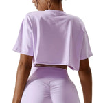 Short Sleeve Cotton Fitness Dance Crop Top Casual Yoga & Running T-Shirt for Women - DancerInn - 26926875934903 - 26926875934903