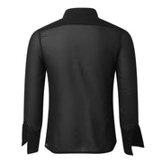 Party Shirts for Men - Mesh Shirt Mens See Through Black Long Sleeve Button Down Retro Vintage Dance Club Wear -    DancerInn