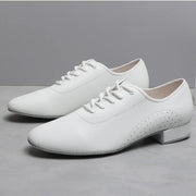 Ballroom Dance Shoes for Men - Leather Suede Sole Low Heel Dance Shoes for Latin Salsa & Tango Practice - DancerInn