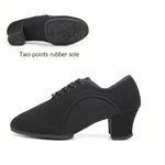 Ballroom Dance Shoes Women - Soft Sole Lace-Up Oxford Cloth & Mesh Upper Women Latin Dance Shoes with 3.5cm, 5cm Heels DancerInn - 32187147747511 - 32187147747511