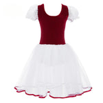 Girls Ballet Dress - Romantic Pink Professional Ballet Tutu Dress with TullePuff Sleeves for Kids Gymnastics Ballerina Dance - DancerInn - 32808966684855 - 32808966684855