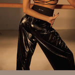 Black Pants Dance – High Waisted Tapered Pants with Stretch Waistband And Pockets for Latin Salsa Women - DancerInn - 34380470419639 - 34380470419639