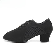 Ballroom Dance Shoes Women - Soft Sole Lace-Up Oxford Cloth & Mesh Upper Women Latin Dance Shoes with 3.5cm, 5cm Heels DancerInn