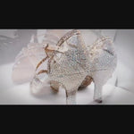 Sapatos de dança latina com strass para mulheres - Cadarço de cetim com solado macio e salto médio e alto - 32193078624439 - 32193078624439