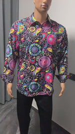 Camisas masculinas estampadas com estampa paisley - Camisas havaianas vintage florais de manga comprida para homens, estilo étnico hippie casual retrô dos anos 70 com botões - 32343103439031 - 32343103439031
