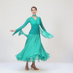 Prom Dresses Long Sleeve Chiffon Long Dress with Sleeves for Ballroom Dance, Waltz Rumba - 31153963958455 - 31153963958455