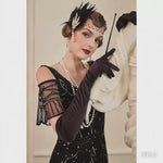 Fascia per capelli con piume flapper - Accessori per capelli con strass in stile Gatsby anni '20 per feste in maschera - 32226953330871 - 32226953330871