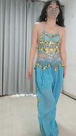 Traje de dança do ventre incluindo top choli e calças harém para mulheres - 26229563424951 - 26229563424951