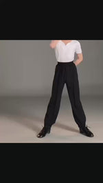 Schwarze Tanzhose für Jungen – knitterfrei, atmungsaktiv, bequem und elastisch für Latein, Gesellschaftstanz, Tango, Salsa, Rumba, Samba und Cha-Cha - 33025580105911 - 33025580105911