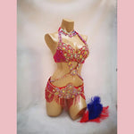 Ensembles de soutien-gorge et de ceinture de danse du ventre avec soutien-gorge, ceinture et collier pour femmes - 27447134486711 - 27447134486711