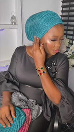 Turbante estilo hijab glitter plissado envoltórios de cabeça africanos para mulheres - 26804163608759 - 26804163608759