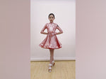 Vestidos de dança de salão e latina para meninas - gola alta, mangas médias, zíper nas costas e saia esvoaçante - 33217422426295 - 33217422426295