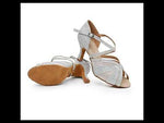 Latin Dance Shoes Womens - Rhinestone Mid Heel Suede Sole Shoes Dance Latino Woman for Jazz Salsa Bachata - 36819903873207 - 36819903873207