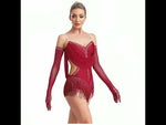 Sequin Leotard - Fringe Bodysuit + Gloves Dance Camisole for Latin Jazz Salsa Bachata Skating - 36020767031479 - 36020767031479