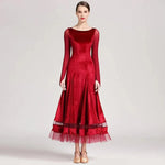 Women Korean Style Glittering Exquisite Velvet Ballroom Dance Dresses Waltzing Tango Dancewear Evening Party Dress - DancerInn - 26383620210871 - 26383620210871