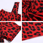 Women Leopard Bare Shoulder Backless Long Sleeves Evening Party Dresses Ballroom Gown Tango Costume Waltz - DancerInn - 26332896952503 - 26332896952503
